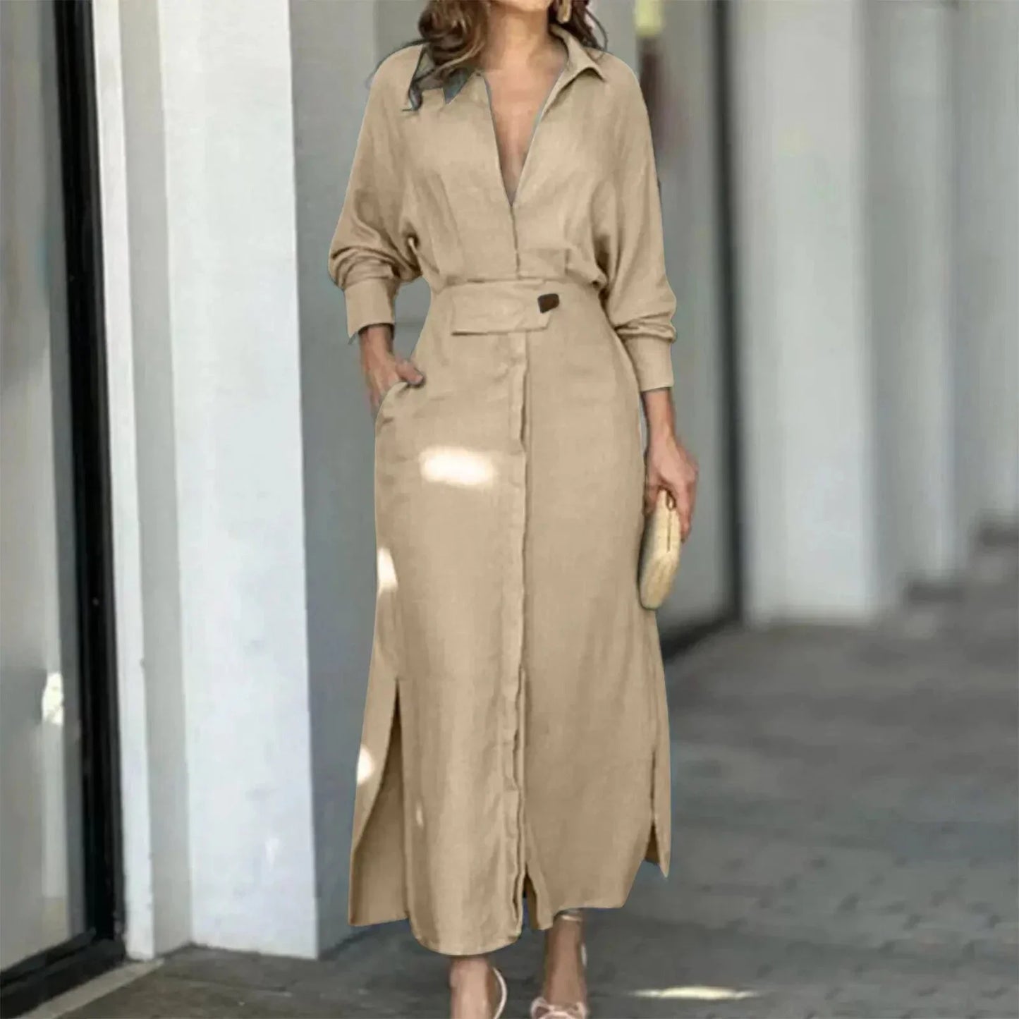 Effortless Shirt Dress for Women with Long Sleeve