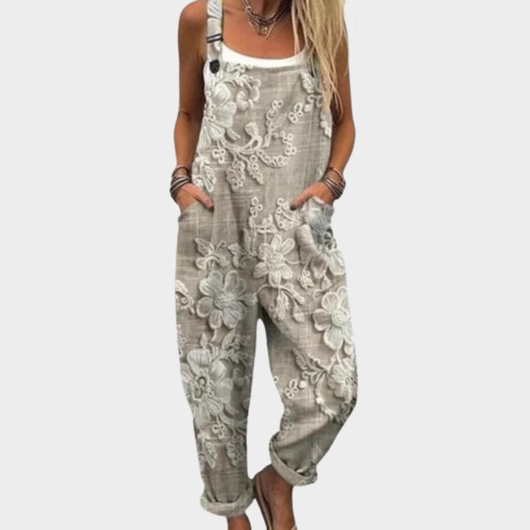 Effortless Gray Floral Jumpsuit for Women