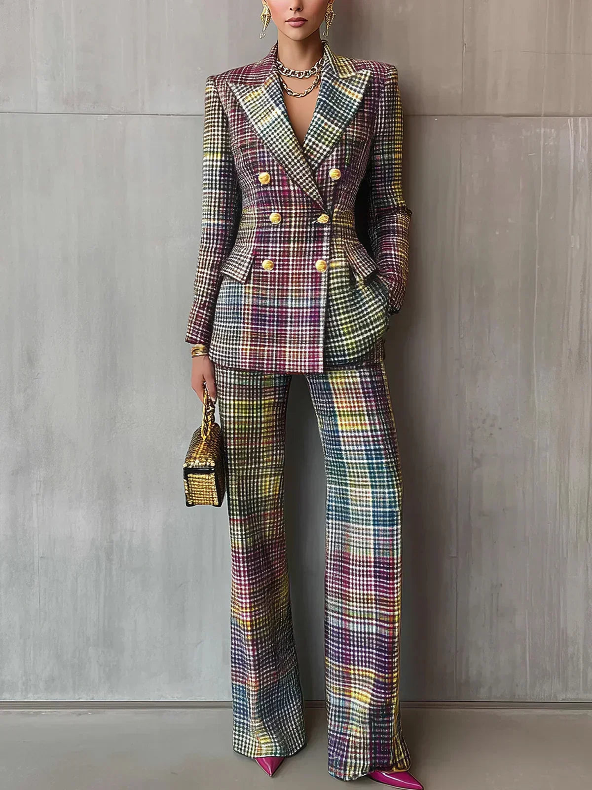 Stylish Suit Set for Women with V Neck