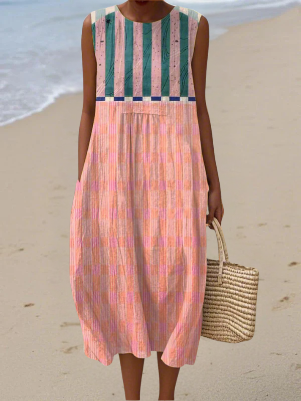 Stylish Multicolored Striped Midi Dress for Women