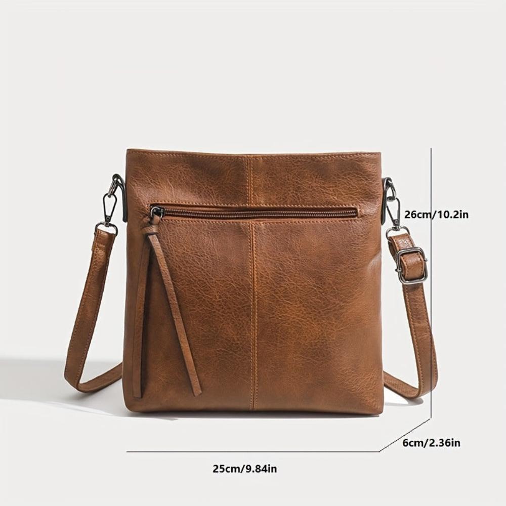Stylish Brown Handbag for Women with Casual Zipper Design