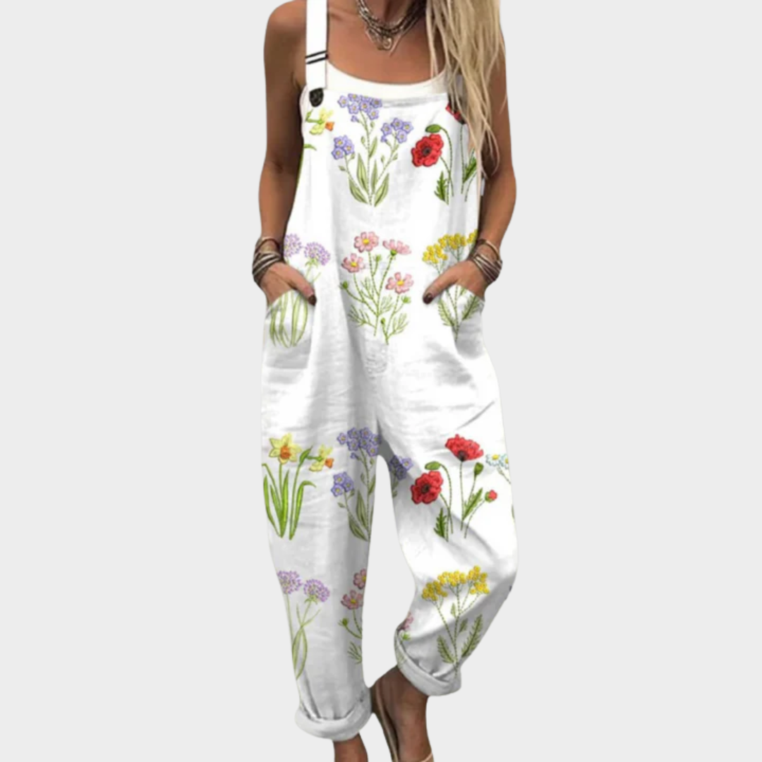 Effortless White Floral Jumpsuit for Women