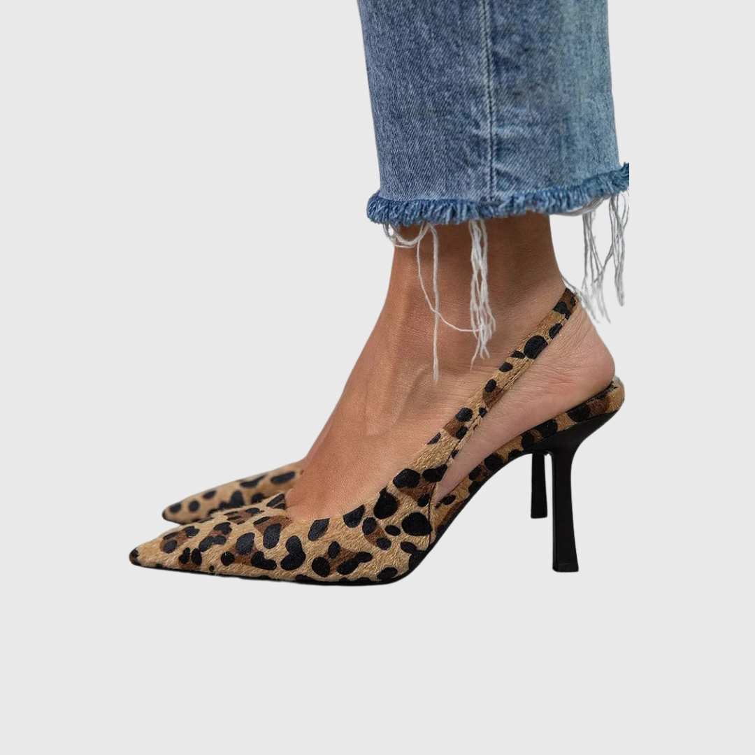 Comfortable Leopard Heels for Women with Orthopedic Pointed Toe Style