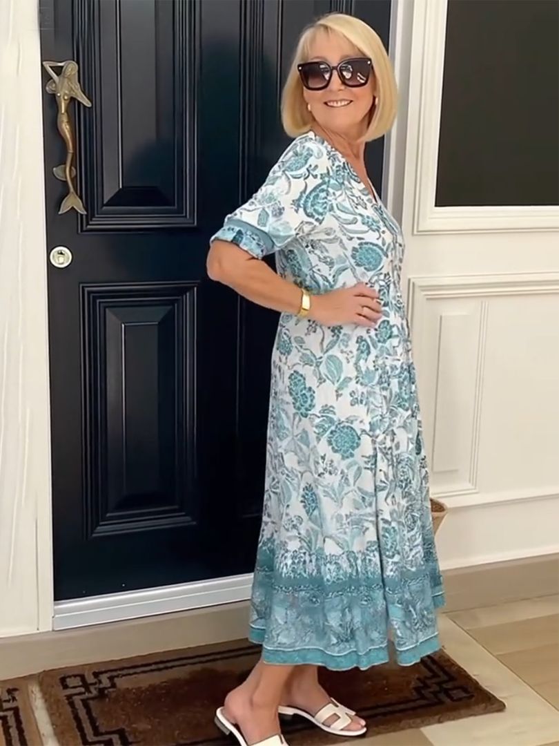 Stylish Flowy Floral Mini Dress for Women with V Neck