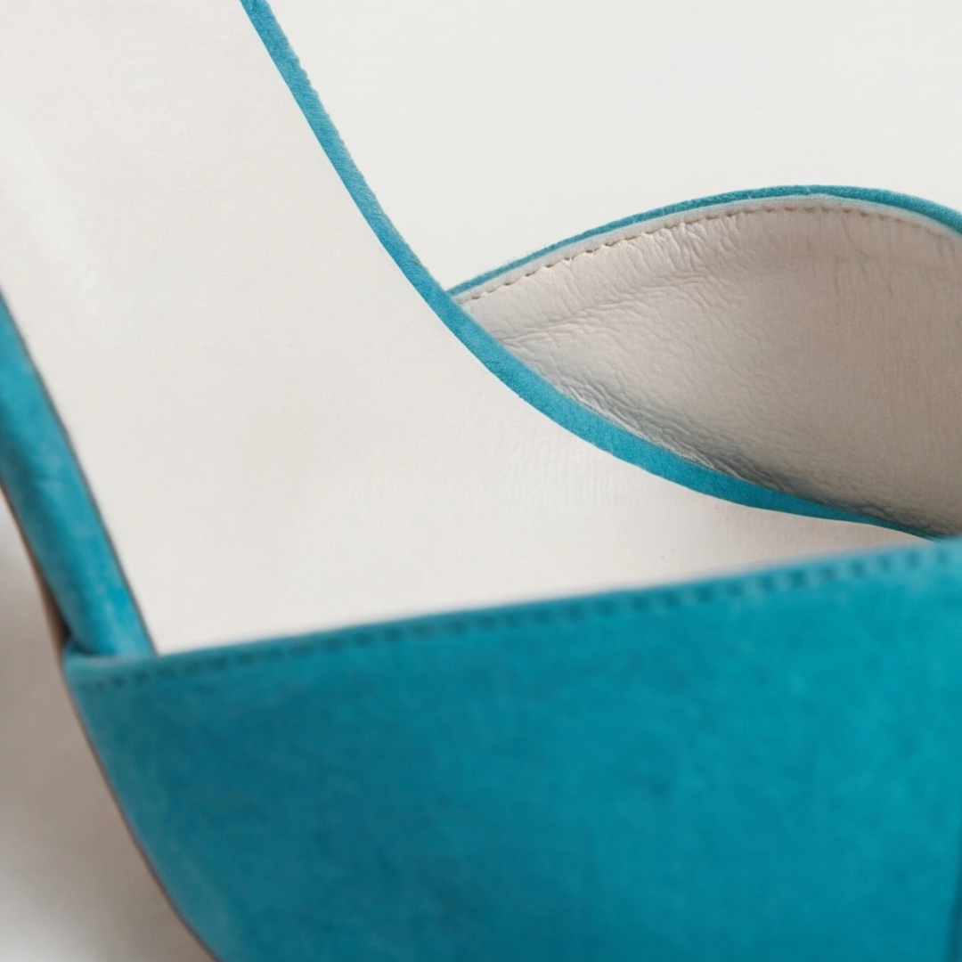 Comfortable Blue Heels for Women with Stiletto Ankle Strap Open Toe Style