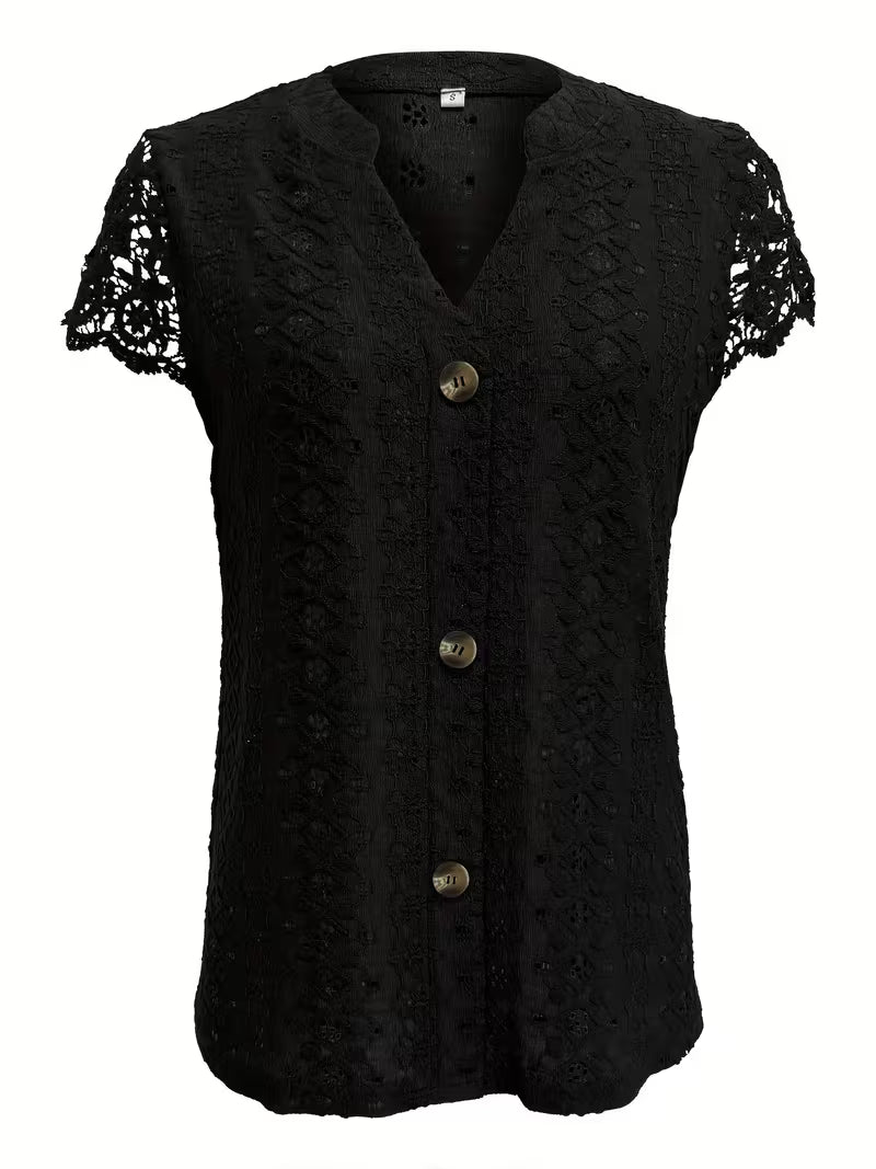 Stylish Patchwork Blouse for Women with V Neck