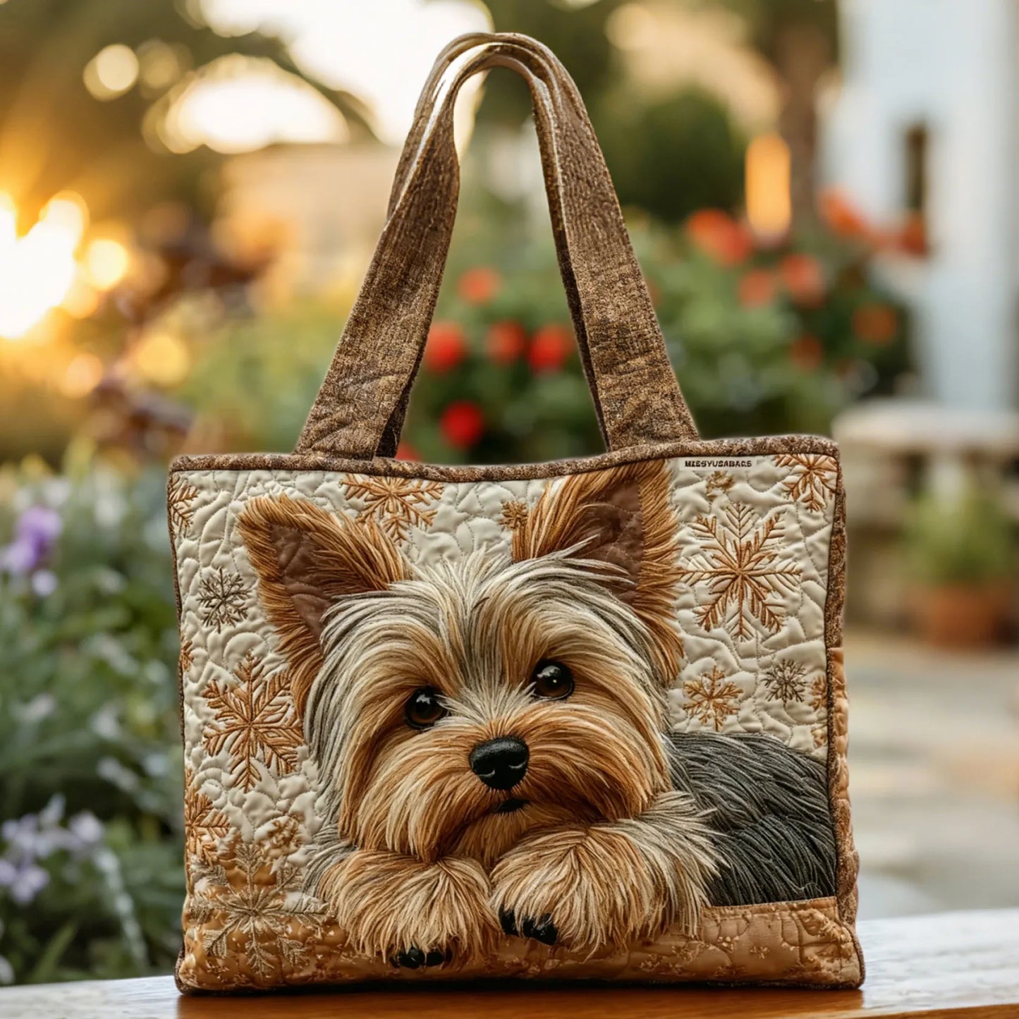 Stylish Beige Tote Bag for Women with Puppy Design