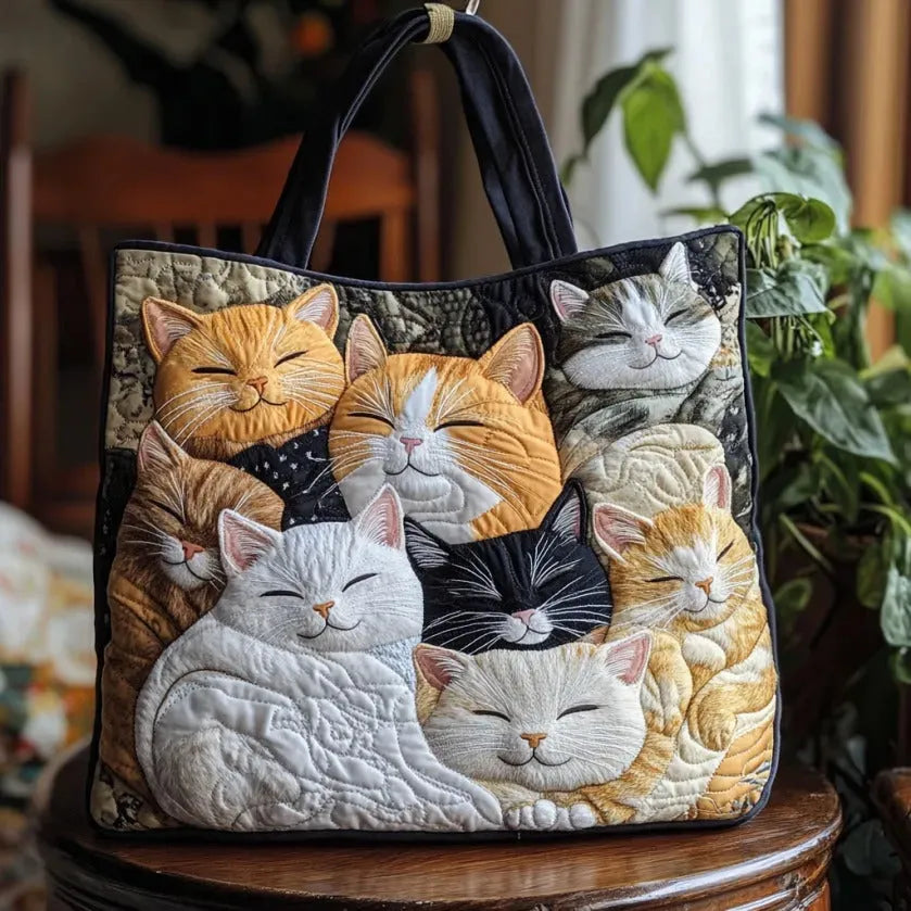Stylish Tote Bag for Women with Adorable Cat Design Zipper