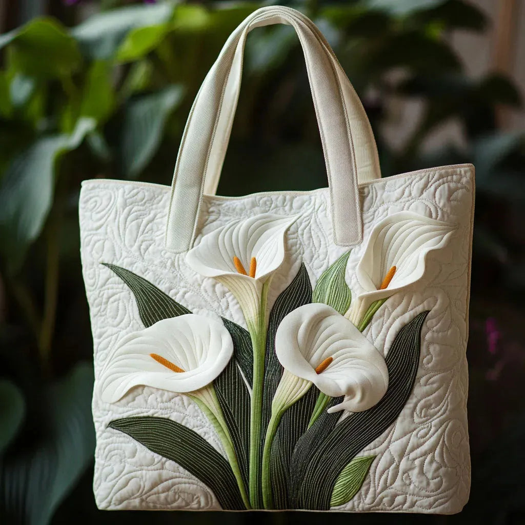 Elegant White Floral Tote Bag for Women