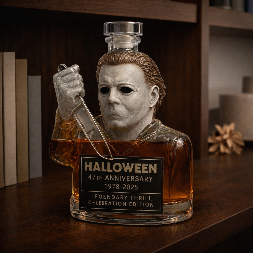 Stylish Whisky Decanter Bottle Gift Set with Horror Design