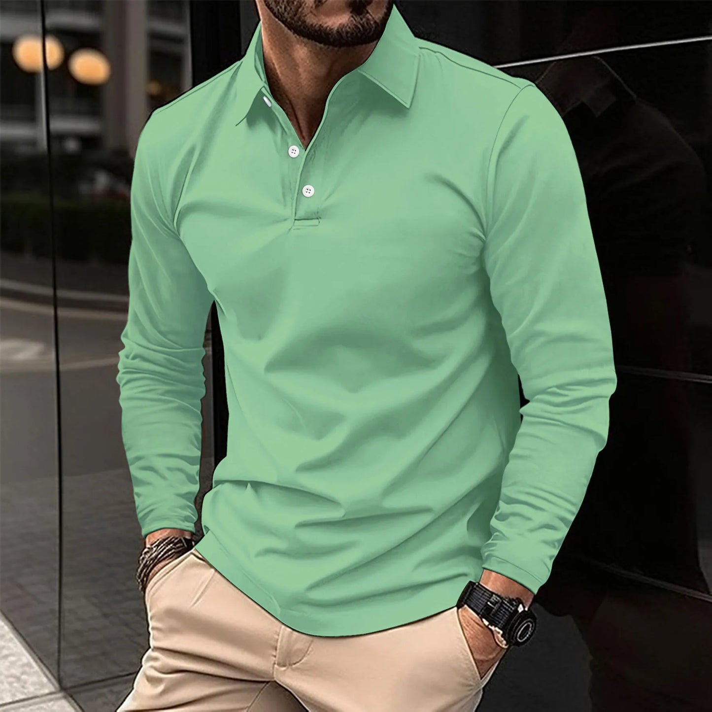 Comfortable Polo Shirt for Men with Long Sleeve