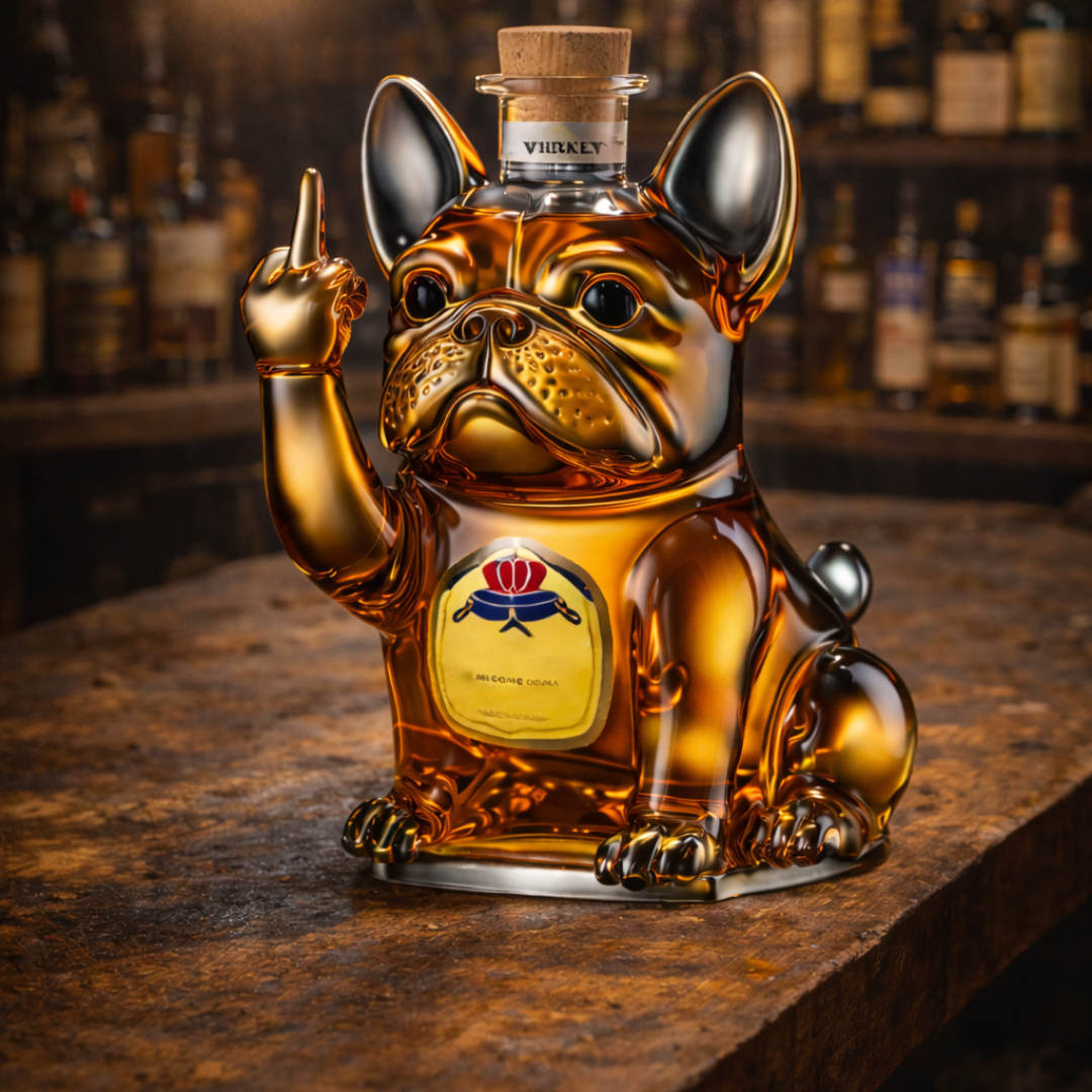 Stylish Whisky Decanter Bottle Gift Set with Dog Design