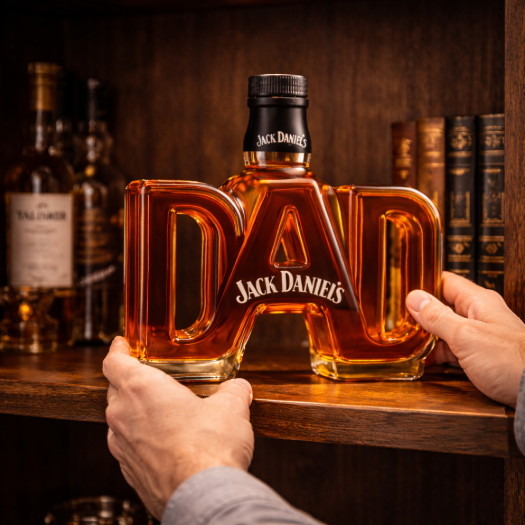 Stylish Whisky Decanter Bottle Gift Set with Dad Design
