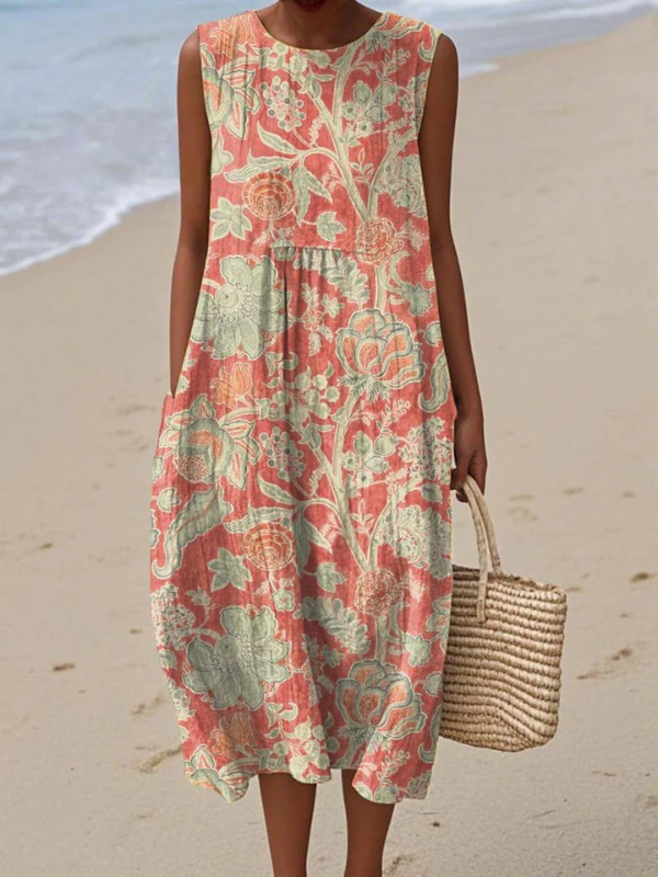 Elegant Flowy Floral Midi Dress for Women