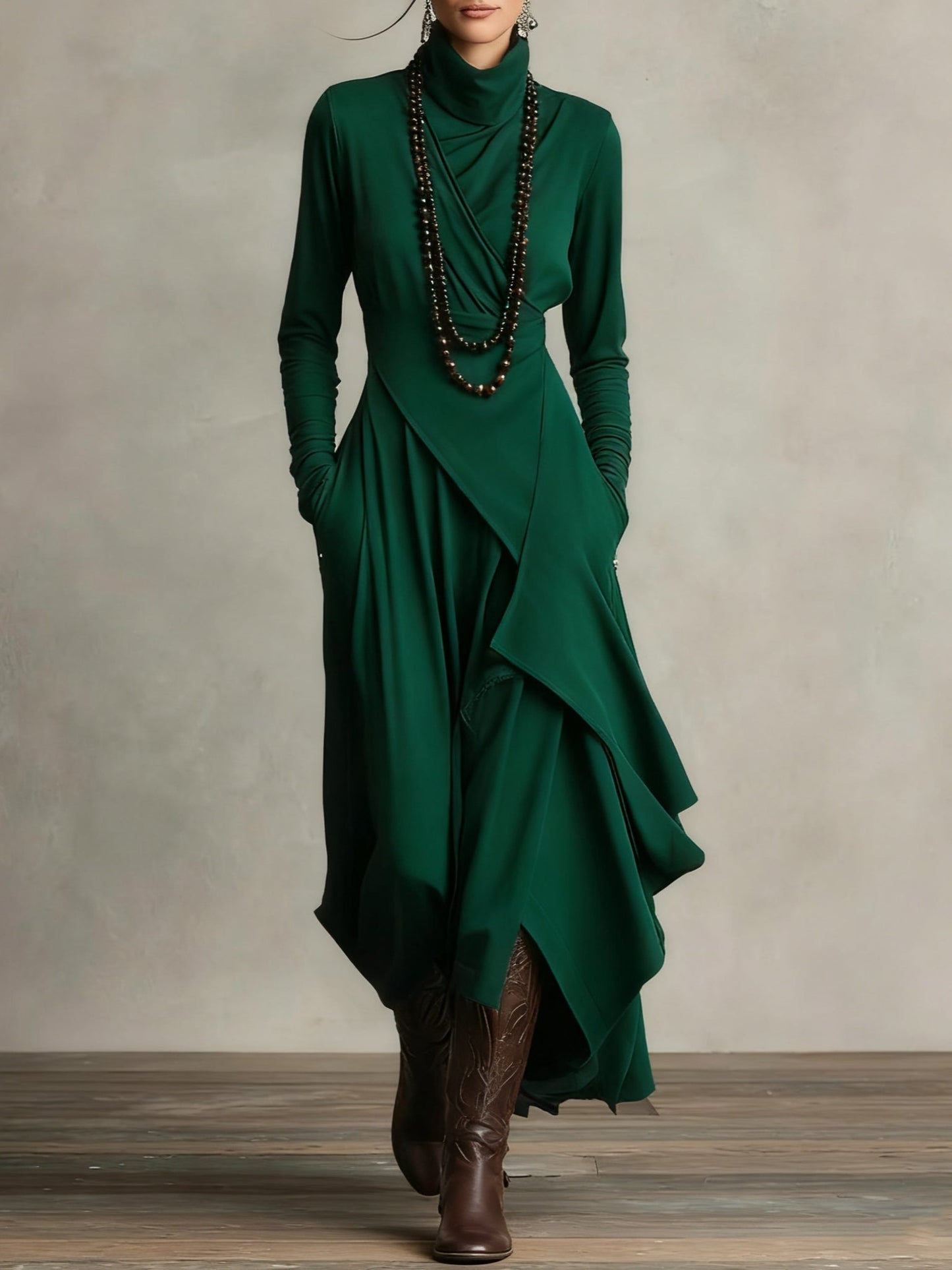 Effortless Maxi Dress for Women with High Neck
