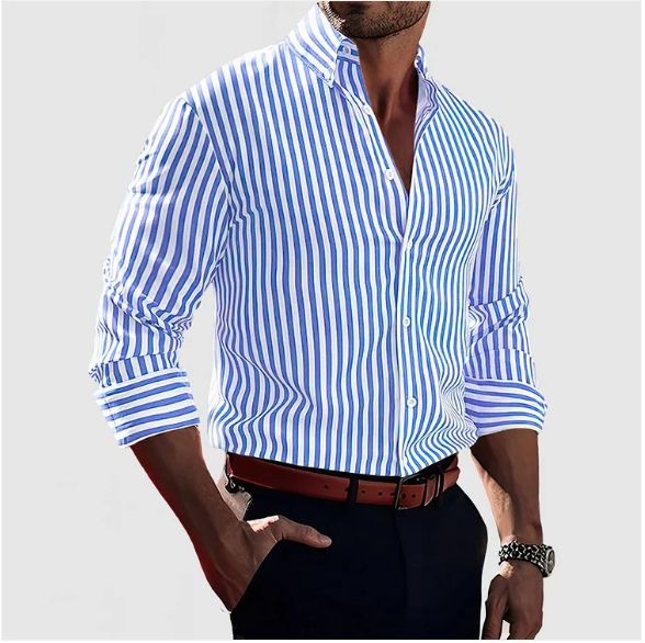 Classic Striped Button Down Shirt for Men