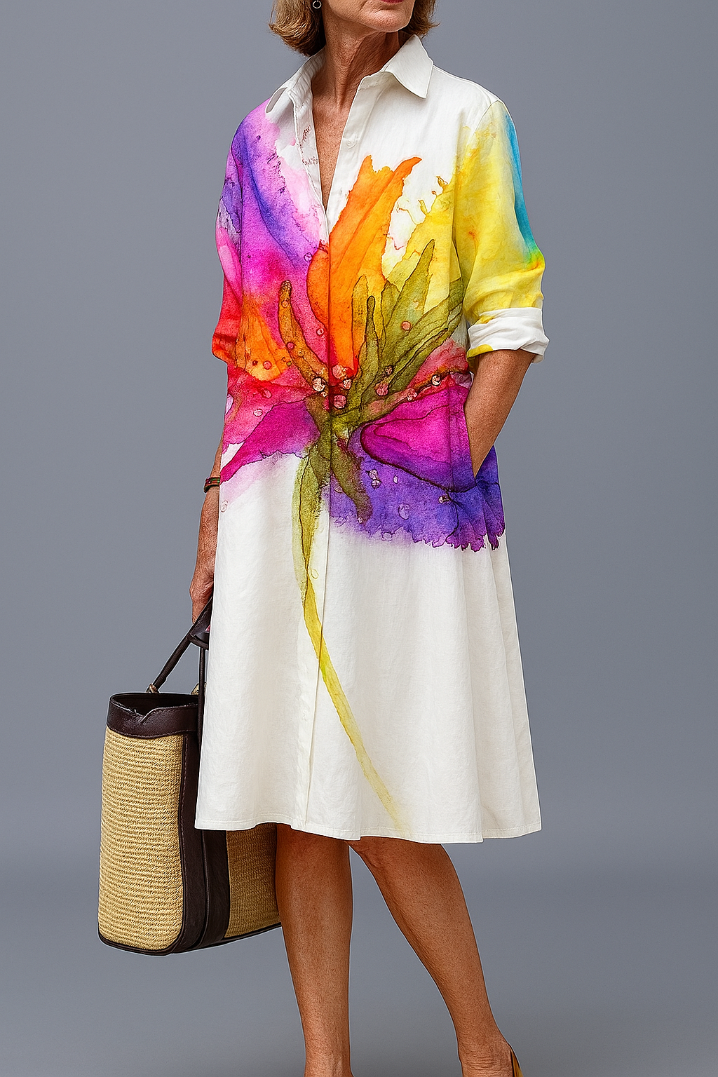 Effortless White Midi Dress for Women