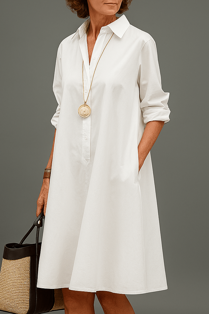 Stylish White Mini Dress for Women with Long Sleeve