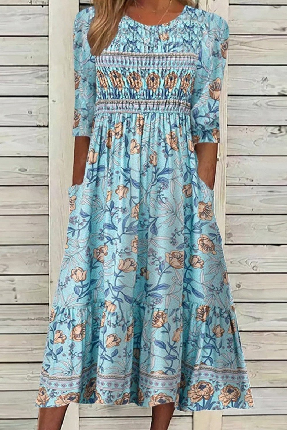 Stylish Blue Floral Dress for Women