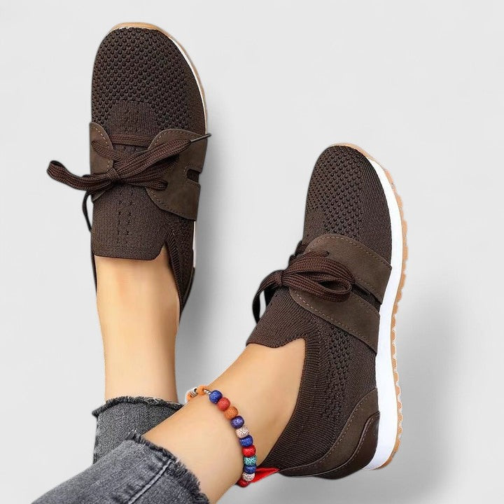 Comfortable Orthopedic Sneakers for Women with Knit Mesh Bow Tie Slip On Walking Casual Style