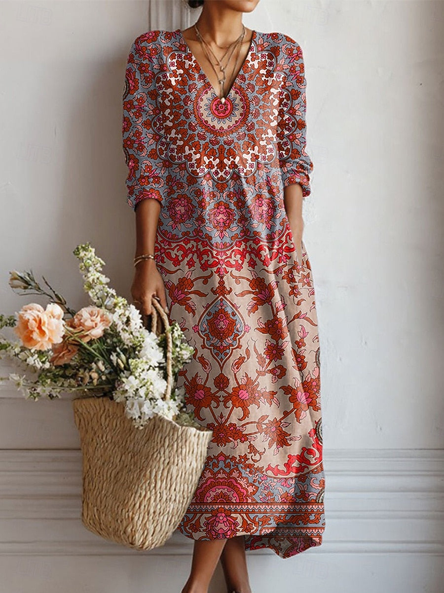 Effortless Wine Red Dress for Women with Retro Casual Style