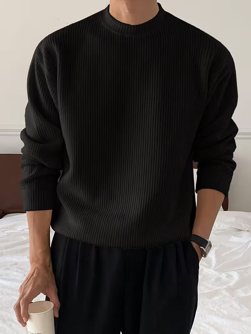 Classic Ribbed Shirt for Men with Long Sleeve