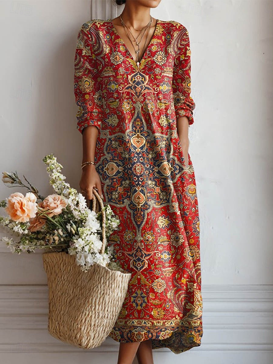 Elegant Red Evening Dress for Women with Vintage Formal Wedding Guest Style