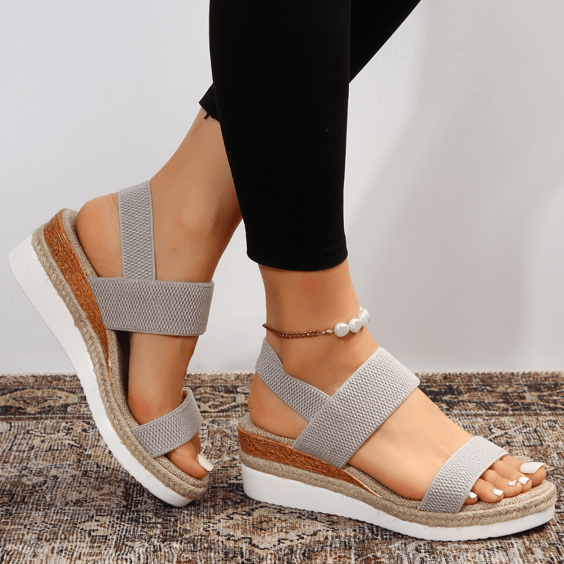 Comfortable Orthopedic Platform Sandals for Women with Elastic Strap Espadrille Wedge Casual Summer Style