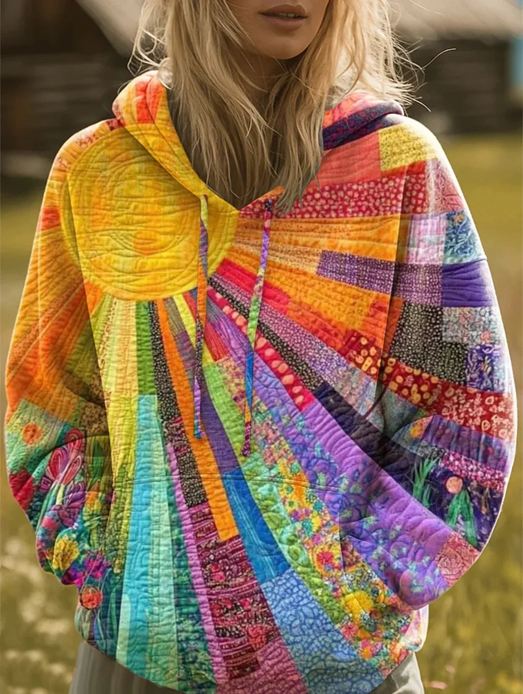 Elegant Patchwork Hoodie for Women