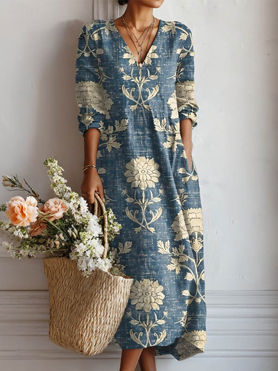 Stylish Blue Floral Mini Dress for Women