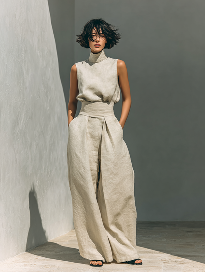 Stylish Two Piece Set for Women with Sleeveless Casual Style