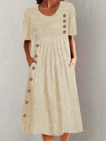 Effortless Striped Midi Dress for Women