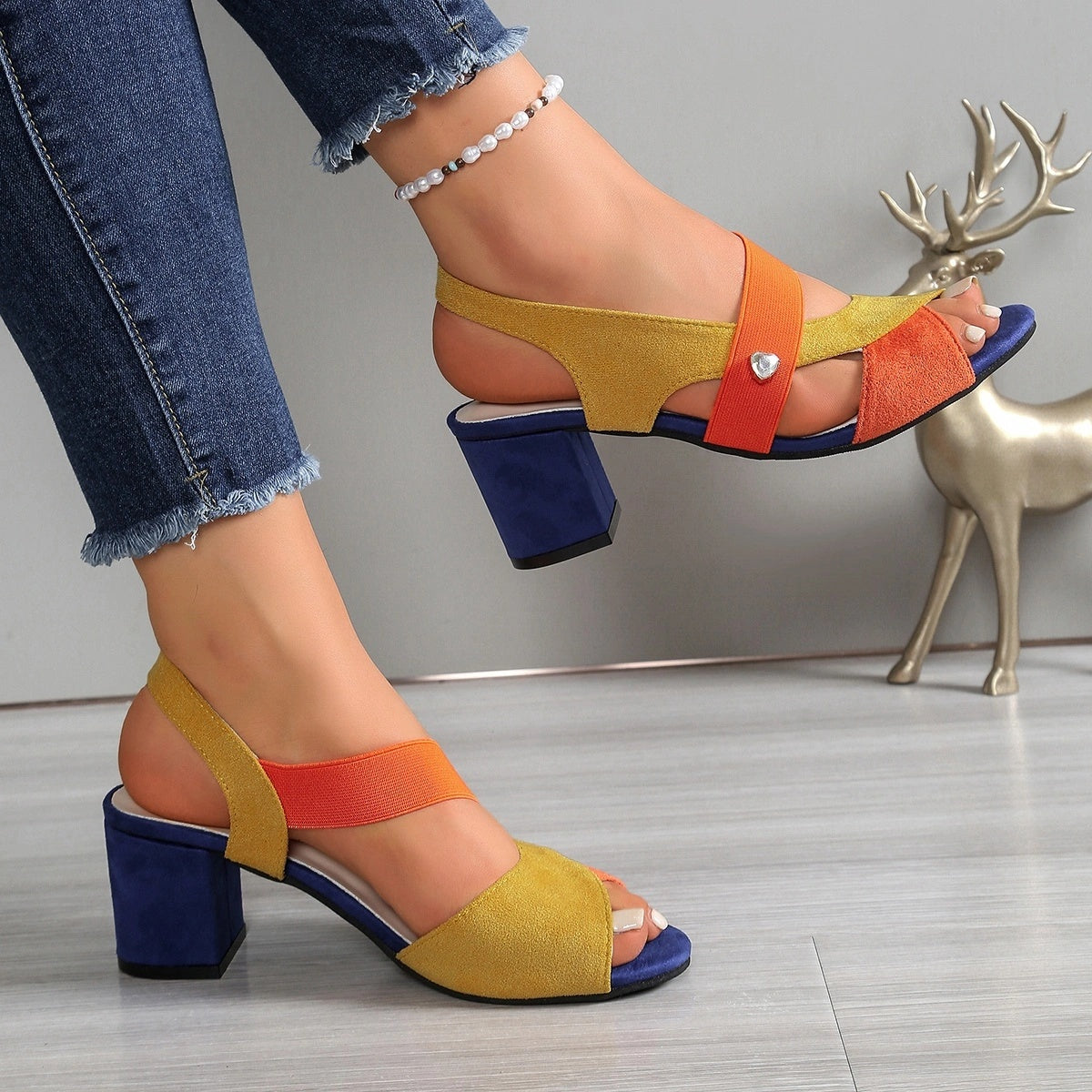 Comfortable Heels for Women with Cross Strap Block Heel Style