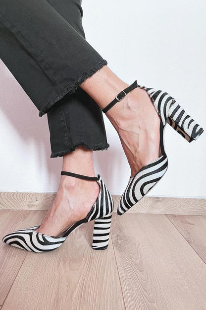 Comfortable Zebra Heels for Women with Ankle Strap Style