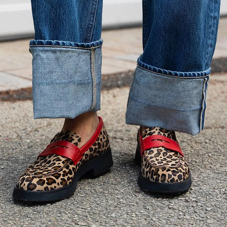 Comfortable Khaki Leopard Loafers for Women