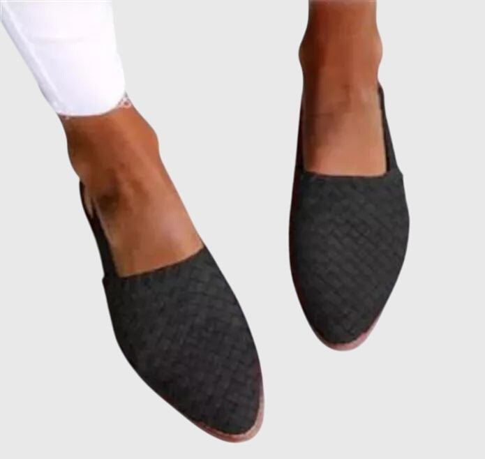 Comfortable Woven Loafer for Women with Pointed Toe Slip On Flat Orthopedic Casual Style