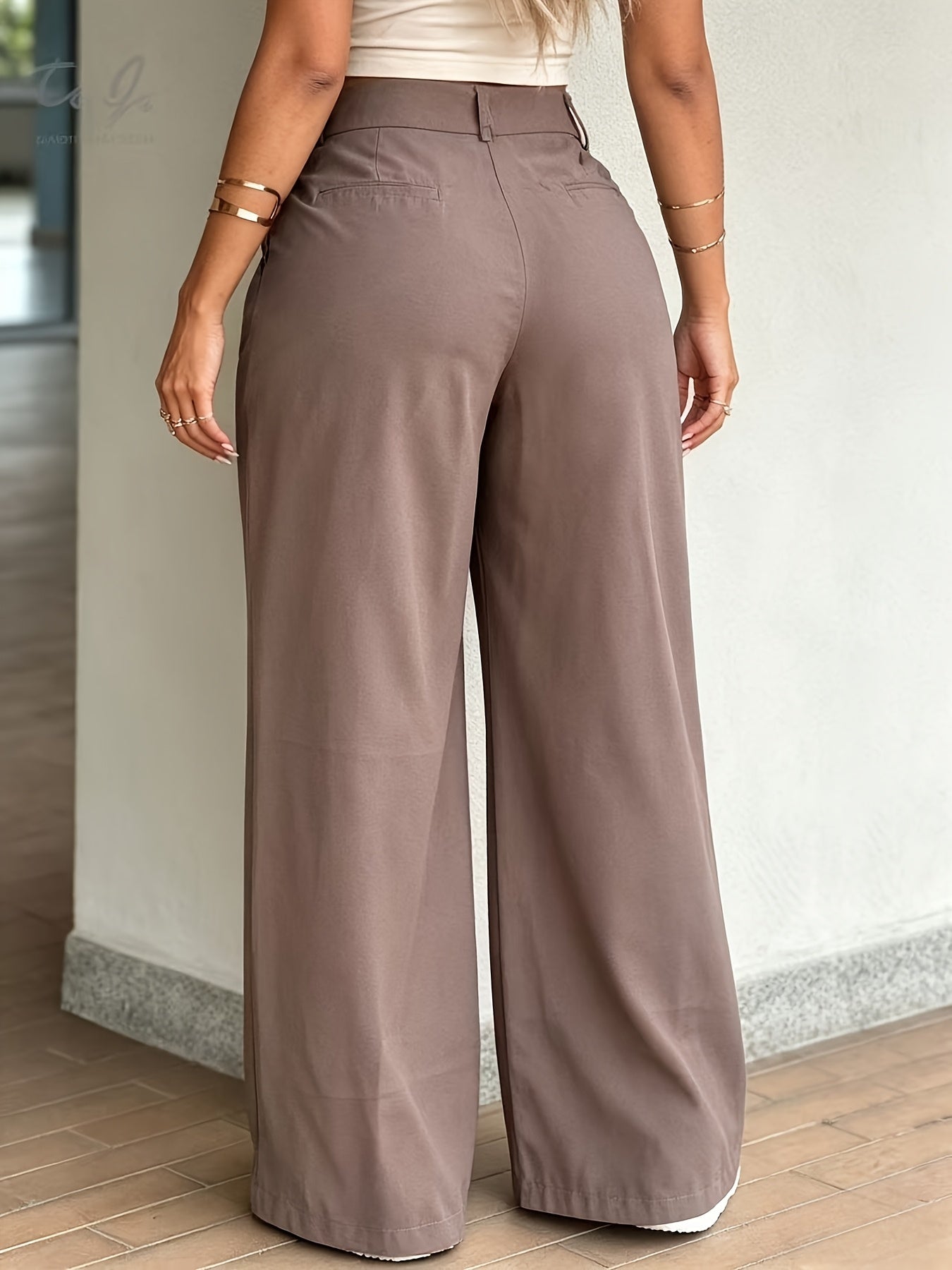 Elegant Wide Leg Trousers for Women with High Waist Pleated Tailored Style