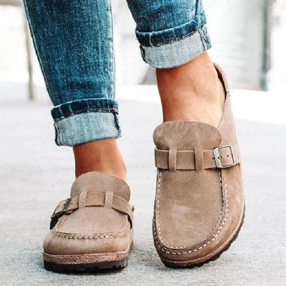 Comfortable Loafers for Women with Buckle Low Heel Slip On Style