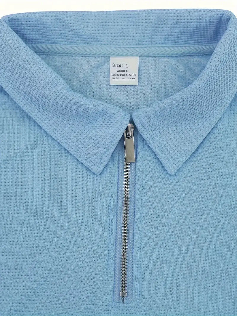 Classic Shirt and Shorts Set for Men with Zipper Casual Style
