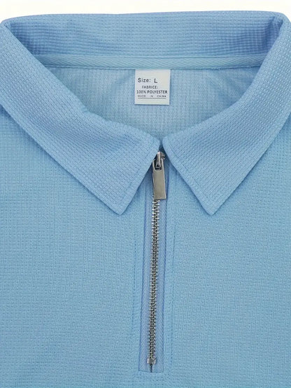 Classic Shirt and Shorts Set for Men with Zipper Casual Style