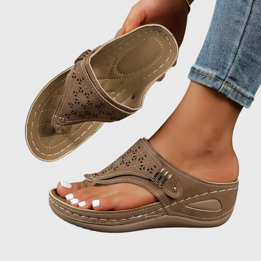 Comfortable Orthopedic Sandals for Women with Wedge Platform Toe Loop Cutout Casual Summer Style