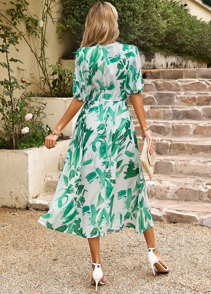 Effortless Floral Midi Dress for Women with Smocked