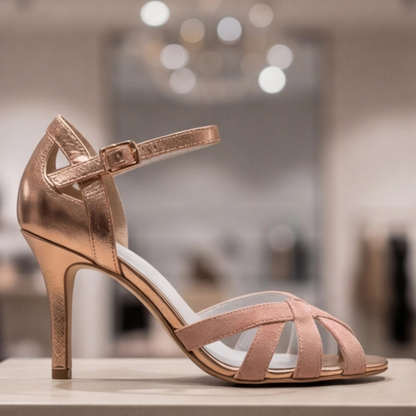 Comfortable Pink Heels for Women with Orthopedic T Strap Style