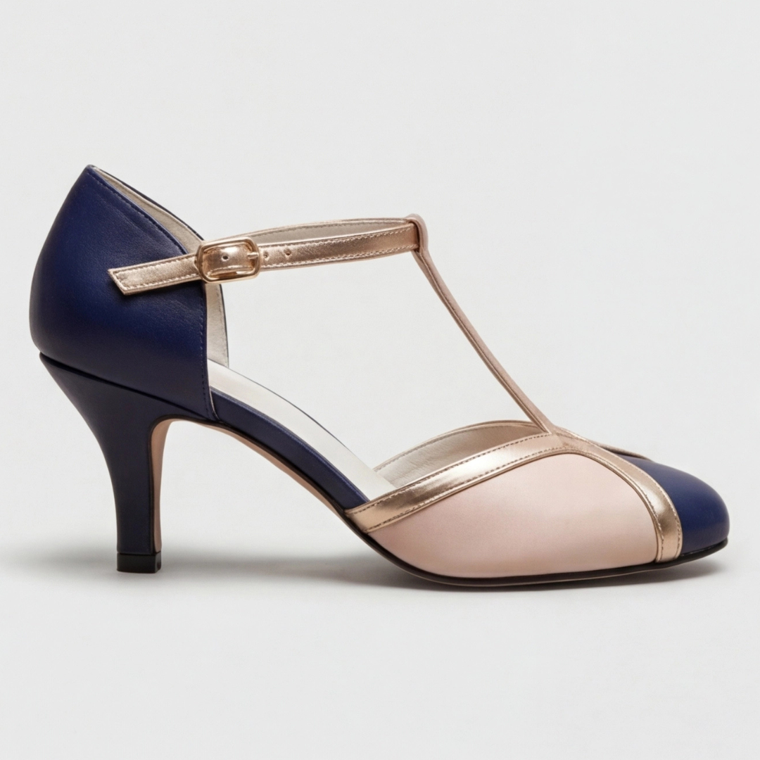 Comfortable Heels for Women with Closed Toe T Strap Cushioned Style