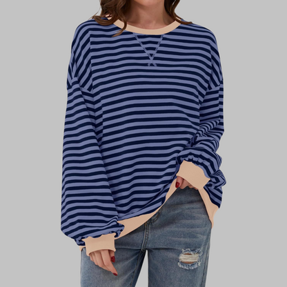 Elegant Striped Knit Sweater for Women with Long Sleeve