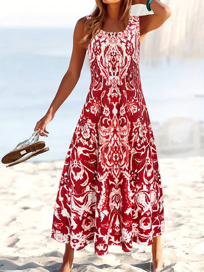 Effortless Floral Maxi Dress for Women with Sleeveless Casual Style