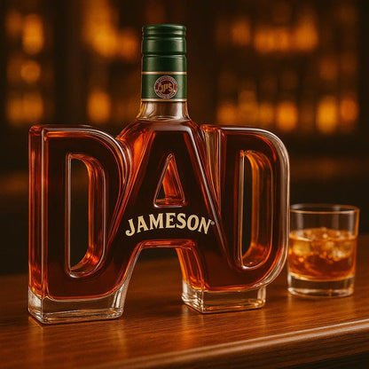 Stylish Whisky Decanter Bottle Gift Set with Dad Design