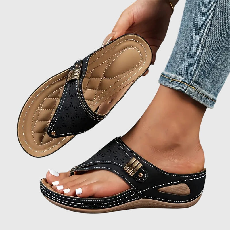 Comfortable Orthopedic Sandals for Women with Wedge Platform Toe Loop Cutout Casual Summer Style