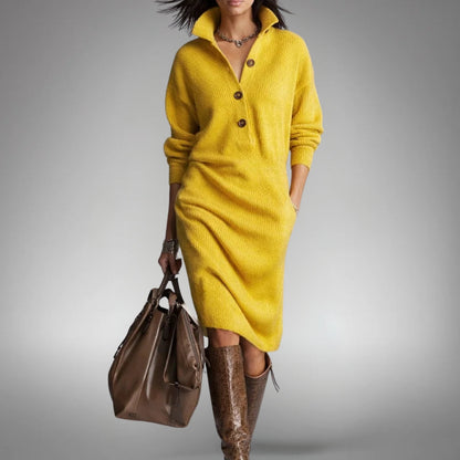 Effortless Midi Dress for Women with High Neck