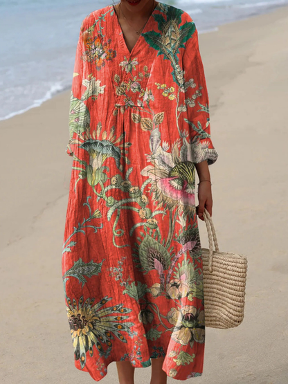 Stylish Breezy Floral Dress for Women with Vintage Casual Style